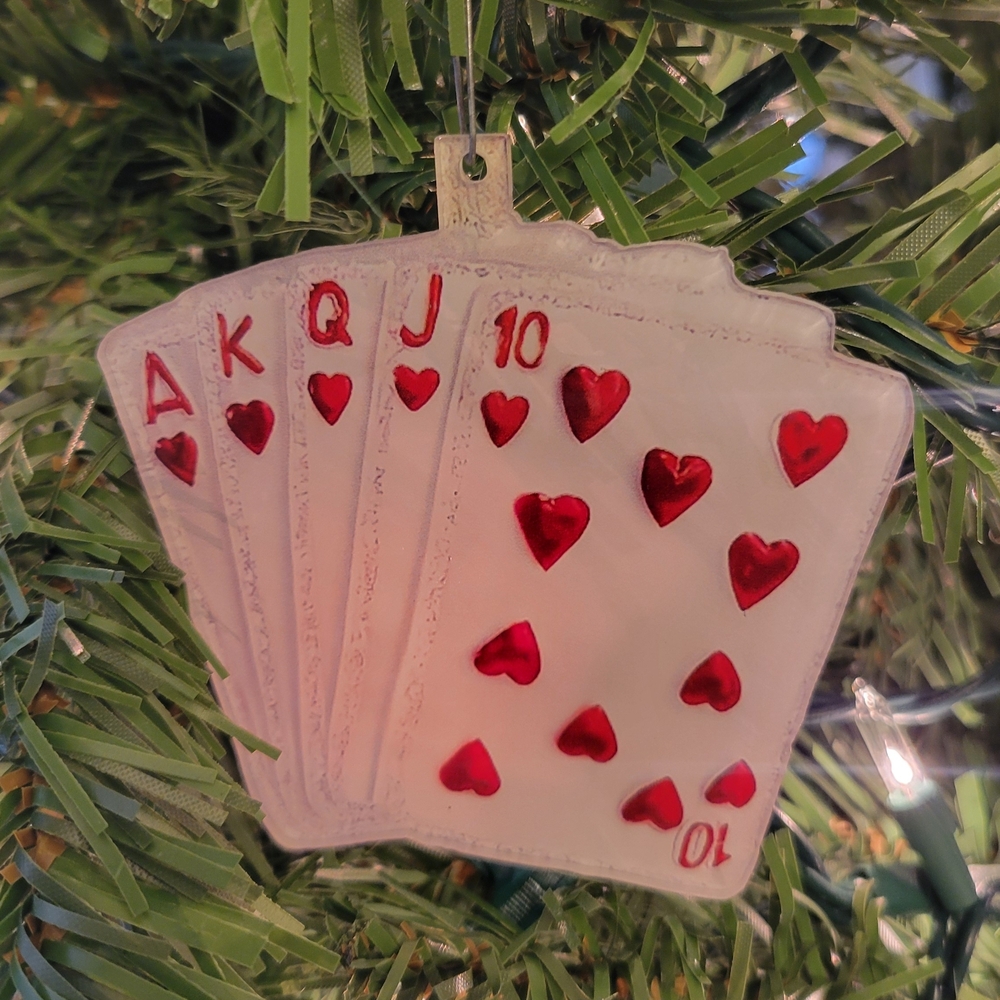 Playing Cards Acrylic Royal Flush Christmas Ornament